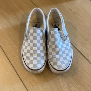 Blue & white checkered slip on Vans